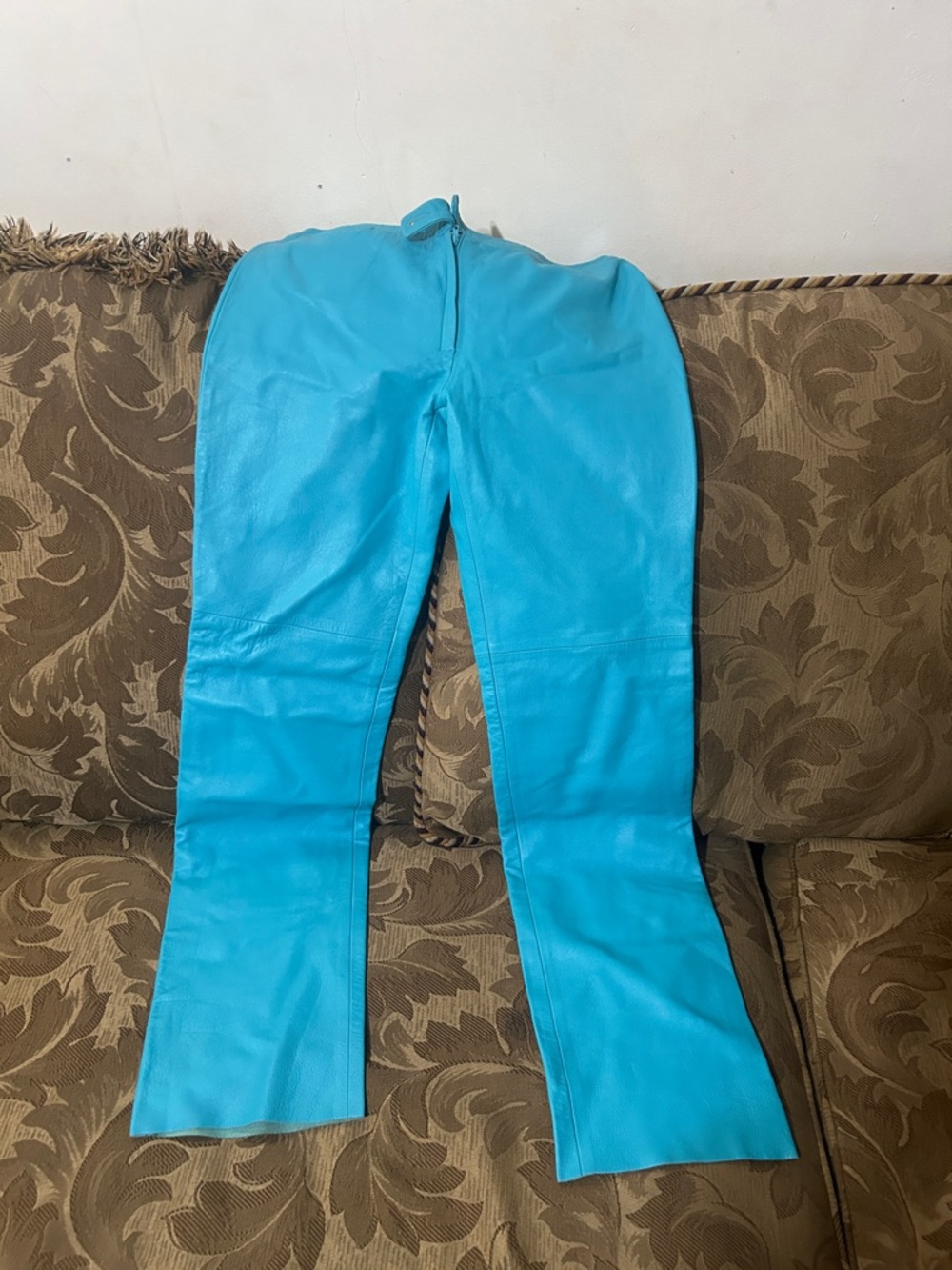 BCBGMaxAzria Turquoise Leather Flare Pants